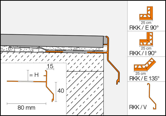 Aluminum gutter for balconies and terraces BARA-RKK