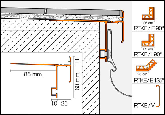 Gutter profile for balconies and terraces BARA-RTKE