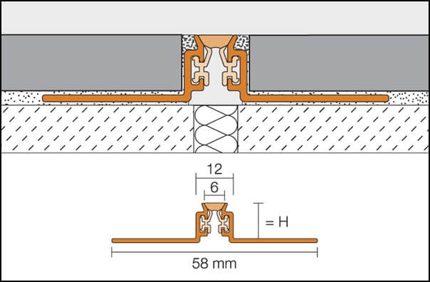 Giunto di dilatazione o giunto di movimento per ceramica DILEX-AKWS