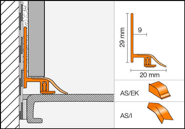 Movement joint for shower tray DILEX-AS