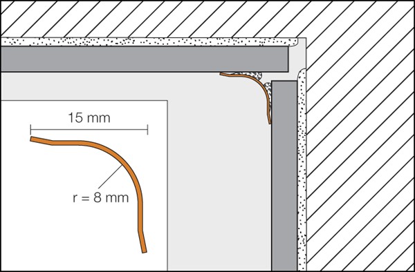 Stainless steel angle profile for interior mounting ECK-KHK model