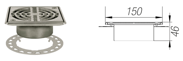 KERDI-DRAIN 1 E - Rejilla sumidero de acero inoxidable de 15x15 cm atornillable