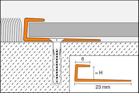Perfil de transición para pavimento de vinilo