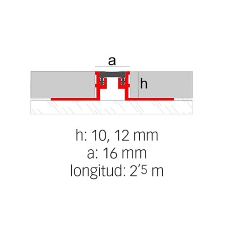Novojunta Metaflex - Junta de dilatación de aluminio y EPDM - Croquis