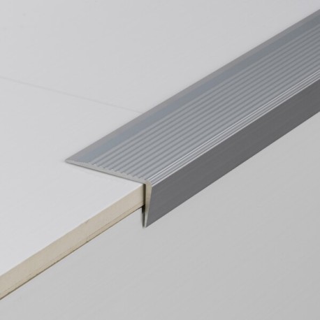 Robusto 100cm 28x50mm plateado Antideslizante Fácil instalación acerto 33713 Perfil angular de escalera de aluminio Perfil de borde de escalera perfil de peldaño de escalera 