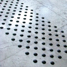 Black lacquered aluminum overlay tactile stud without adhesive